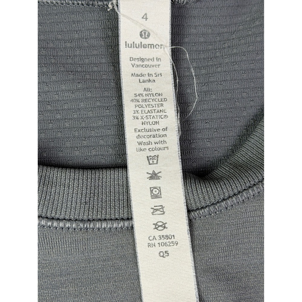 Lululemon Swiftly Breathe Muscle Tank Top Grey Size 4 Seamless Athletic Running - Picture 4 of 8